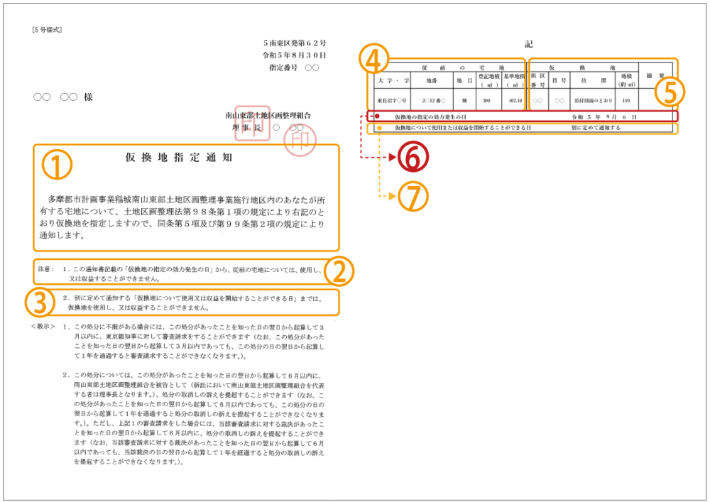 仮換地指定通知-稲城市南山